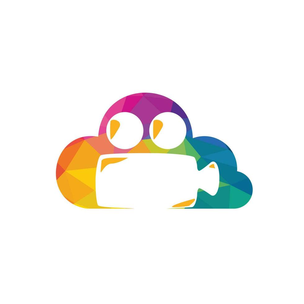 Creative Camera with Cloud for Movie Production Logo Design. vector