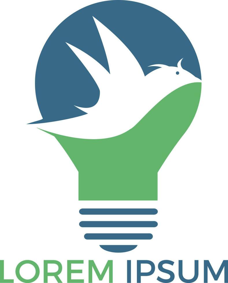 diseño de logotipo de idea de bombilla de lámpara de pájaro inteligente. concepto de diseño de logotipo de pájaro creativo. vector