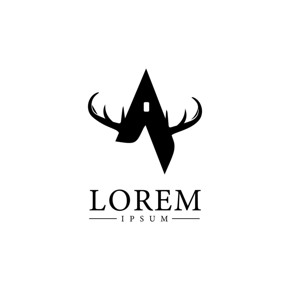 simple logo design with the concept of the letter A combined with deer antlers. Eps 10 vector