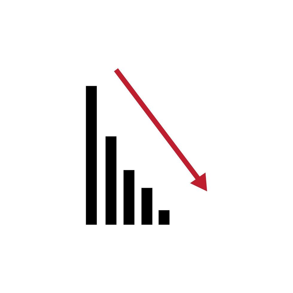drastically decreasing statistics vector icon.