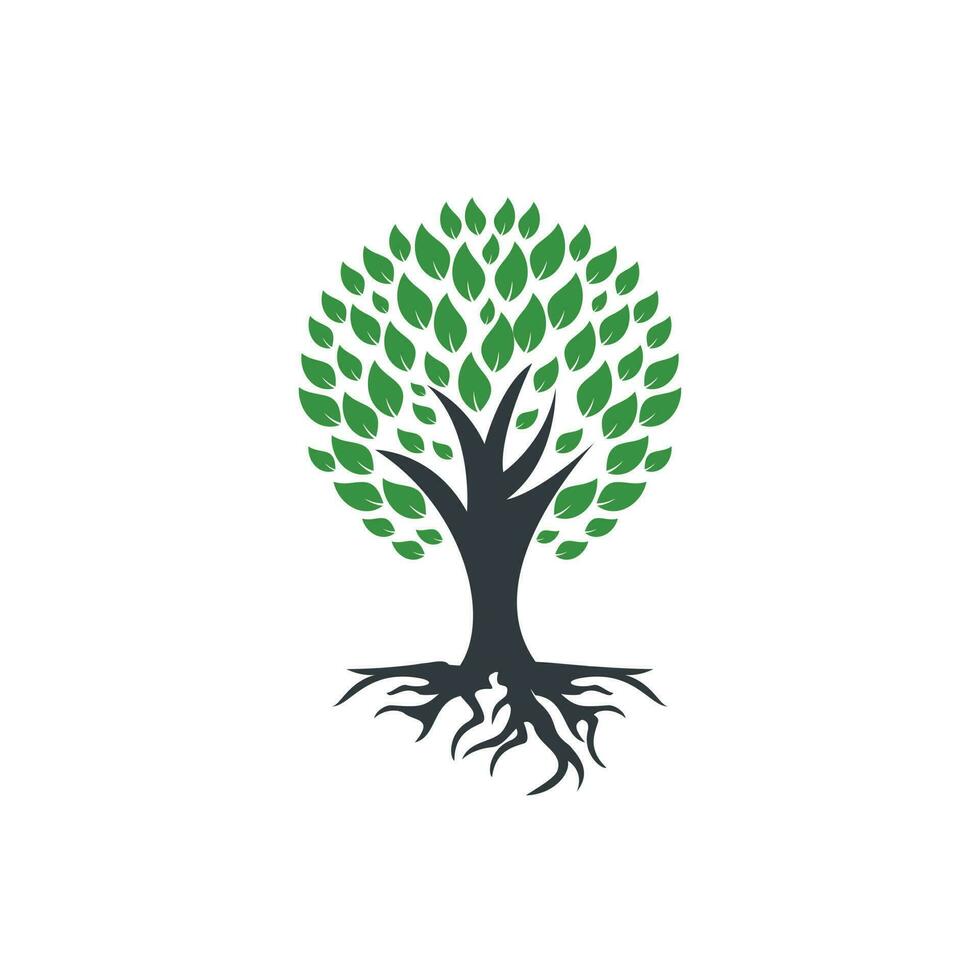 Tree Roots vector logo design. Vector tree with roots logo element.