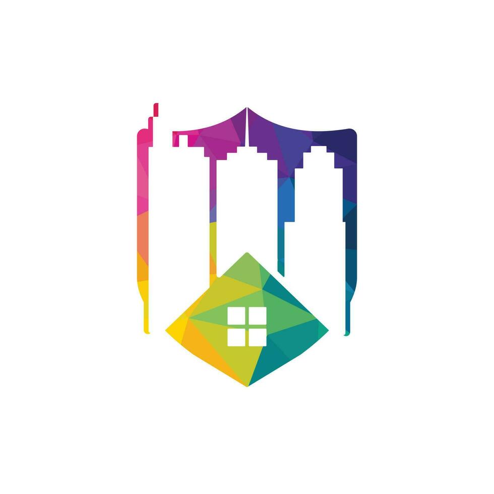 Real estate vector logo design. Home and building vector logo design template. Building estate logo with Skyscrapers, house or home logo design.
