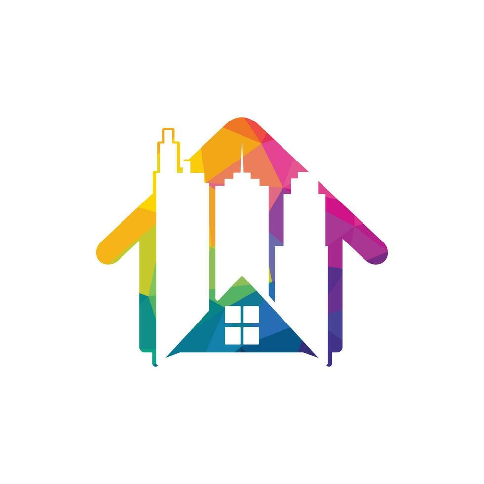 Real estate vector logo design. Home and building vector logo design template. Building estate logo with Skyscrapers, house or home logo design.