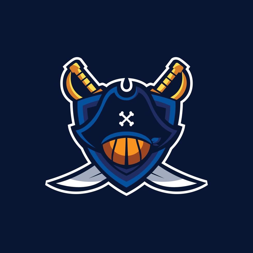 plantillas de logotipo deportivo de piratas de baloncesto vector