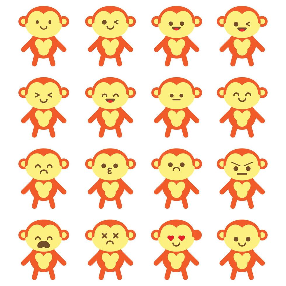 monkey vector with cute emoticon