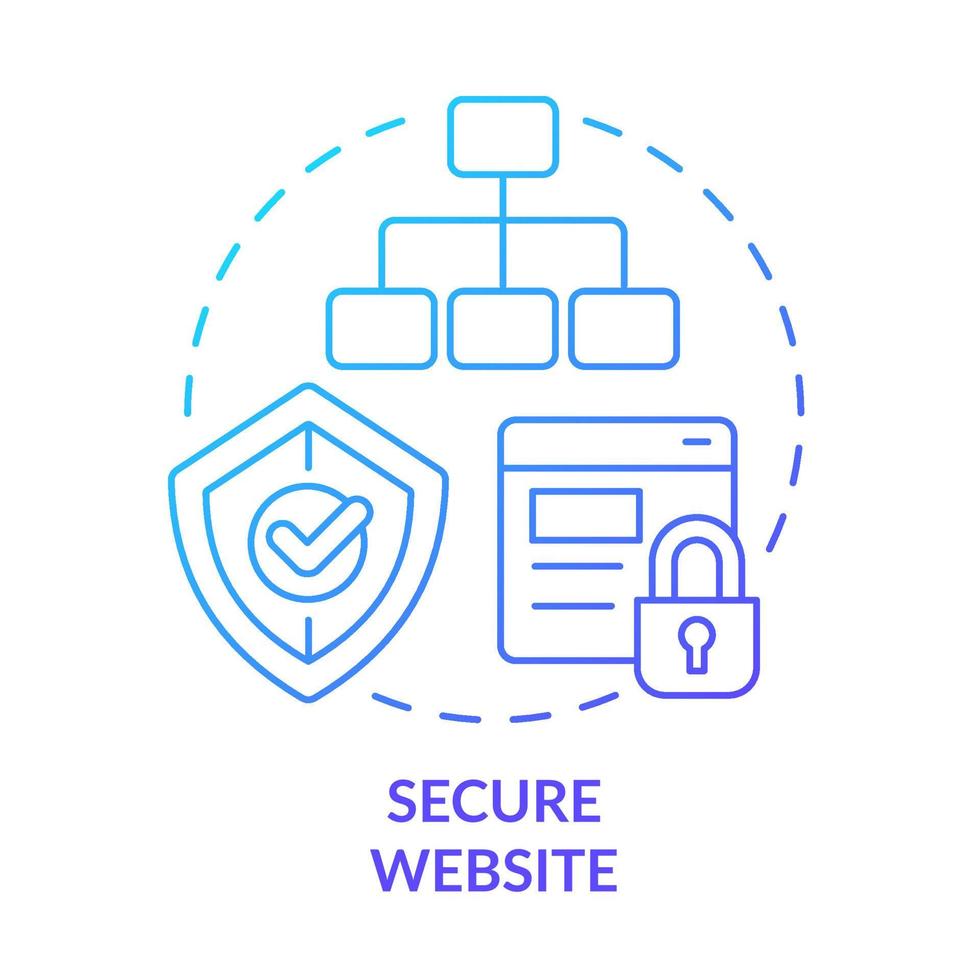Secure website blue gradient concept icon. Accessible and safe web site. SEO ranking factor abstract idea thin line illustration. Isolated outline drawing. vector