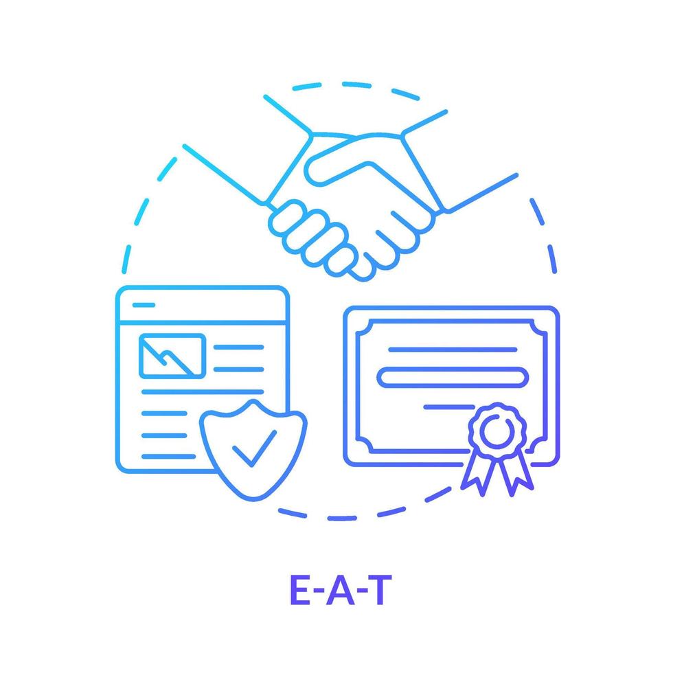 EAT blue gradient concept icon. Expertise, authority and trust. Search engine optimization abstract idea thin line illustration. Isolated outline drawing. vector