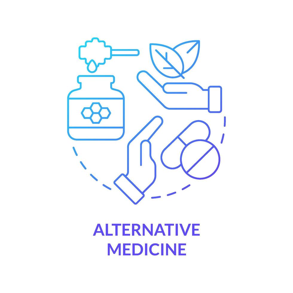 Alternative medicine blue gradient concept icon. Type of healthcare approach abstract idea thin line illustration. Treatment with medicinal herbs. Isolated outline drawing. vector