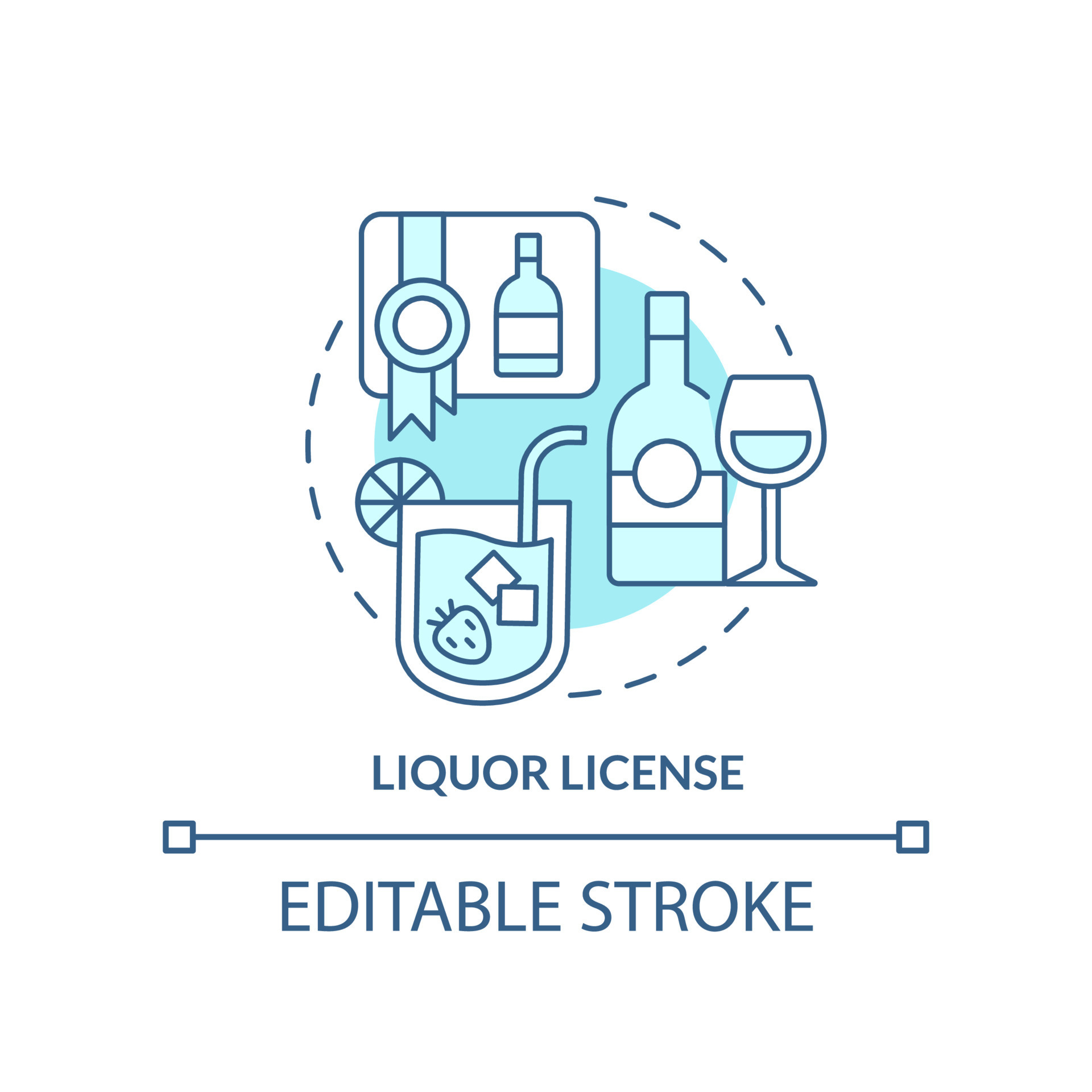 Liquor license turquoise concept icon. Permit to serve alcohol abstract