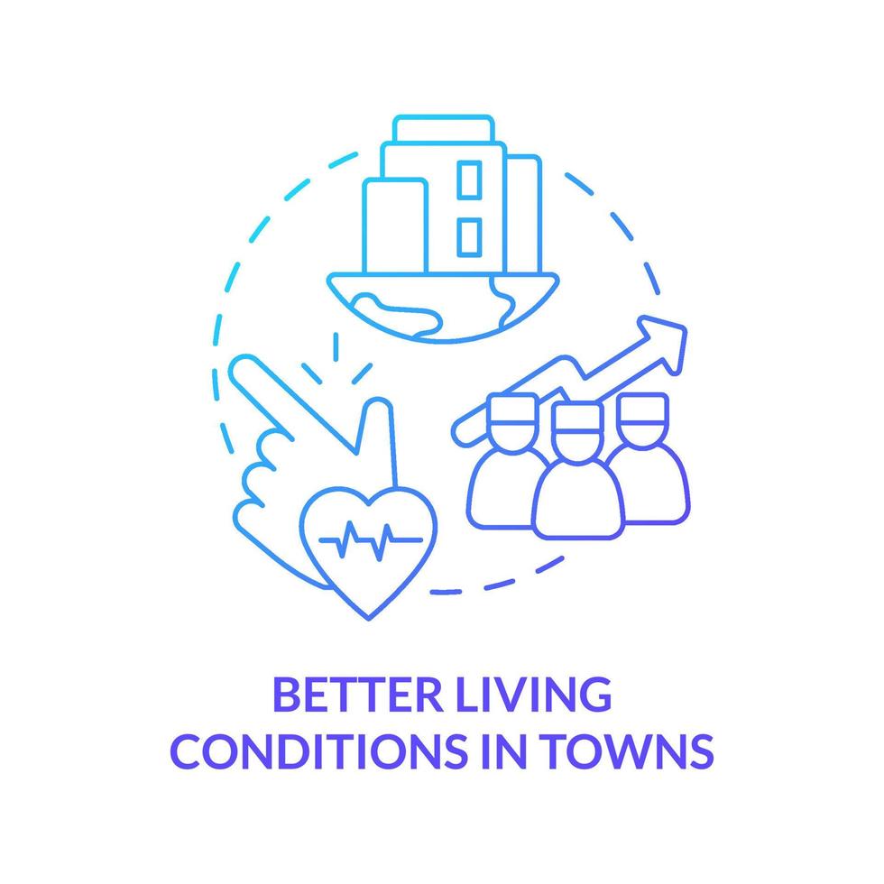 Better living conditions in towns blue gradient concept icon. Improving healthcare access abstract idea thin line illustration. Skilled personnel. Isolated outline drawing. vector