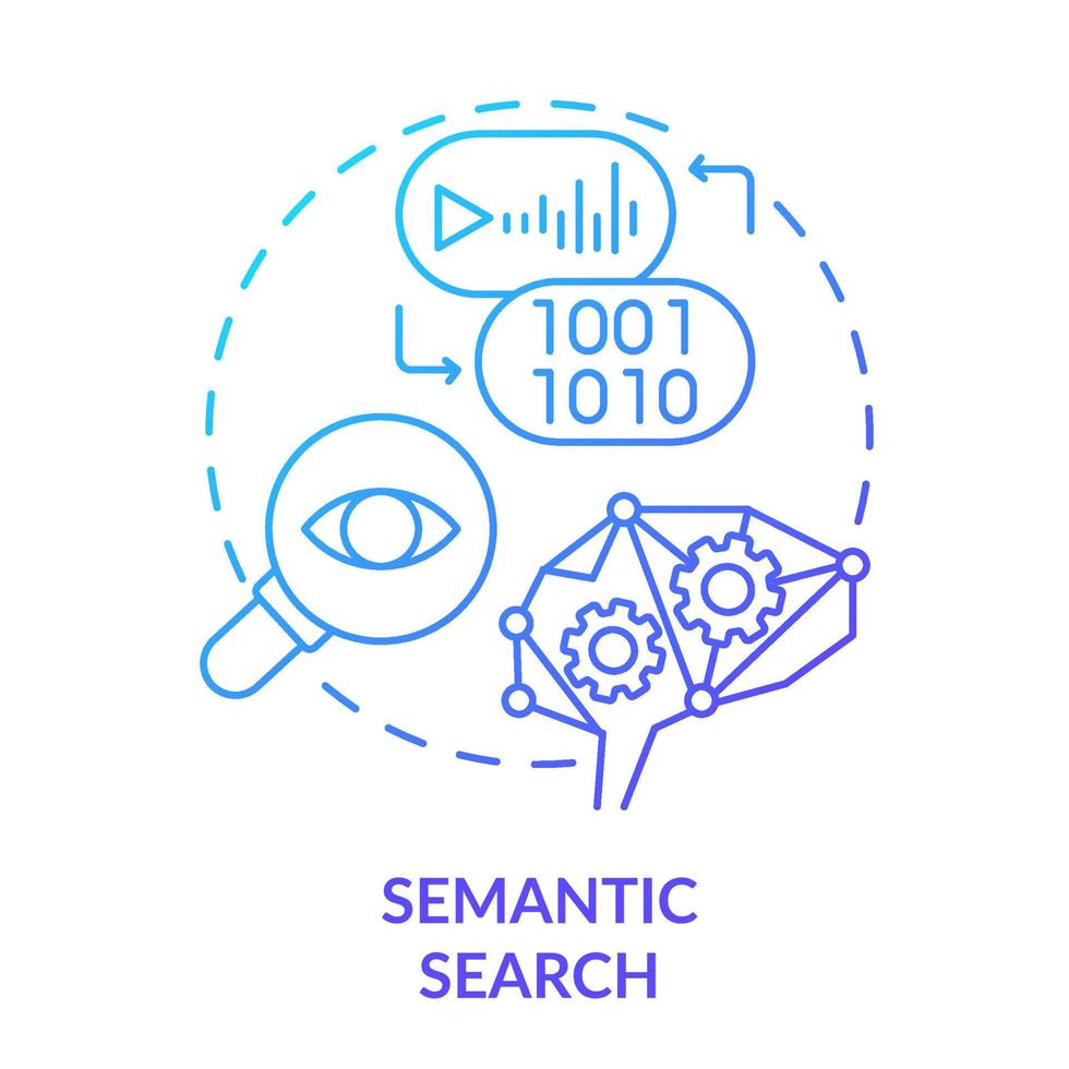 Semantic search blue gradient concept icon. Relevant and appropriate results. Search engine optimization abstract idea thin line illustration. Isolated outline drawing. vector