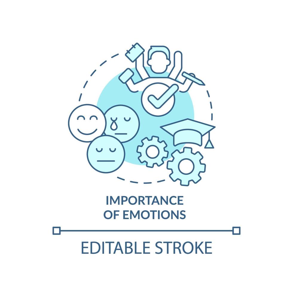 Importance of emotions turquoise concept icon. Student motivation. Learning principle abstract idea thin line illustration. Isolated outline drawing. Editable stroke. vector
