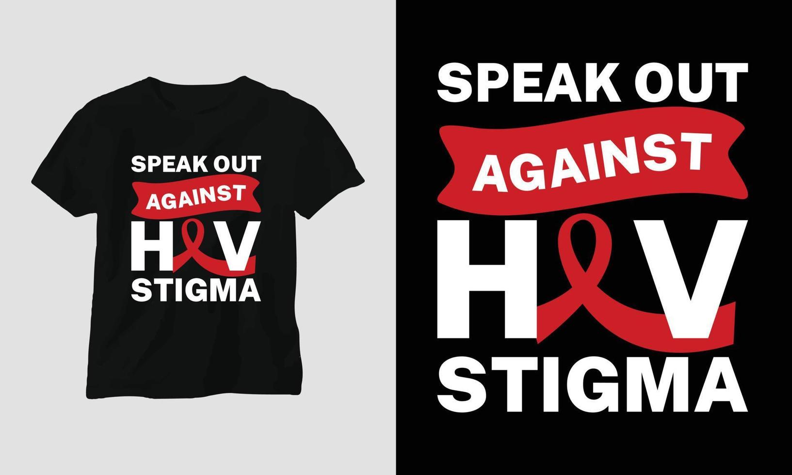 World AIDS Day T-shirt Design with red and pink colors and AIDS Sign ribbon, Condom vector