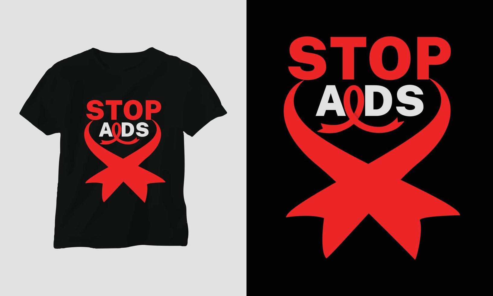 World AIDS Day T-shirt Design with red and pink colors and AIDS Sign ribbon, Condom vector