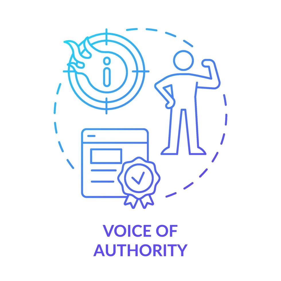 Voice of authority blue gradient concept icon. High qulity website content and data. SEO pillar abstract idea thin line illustration. Isolated outline drawing. vector