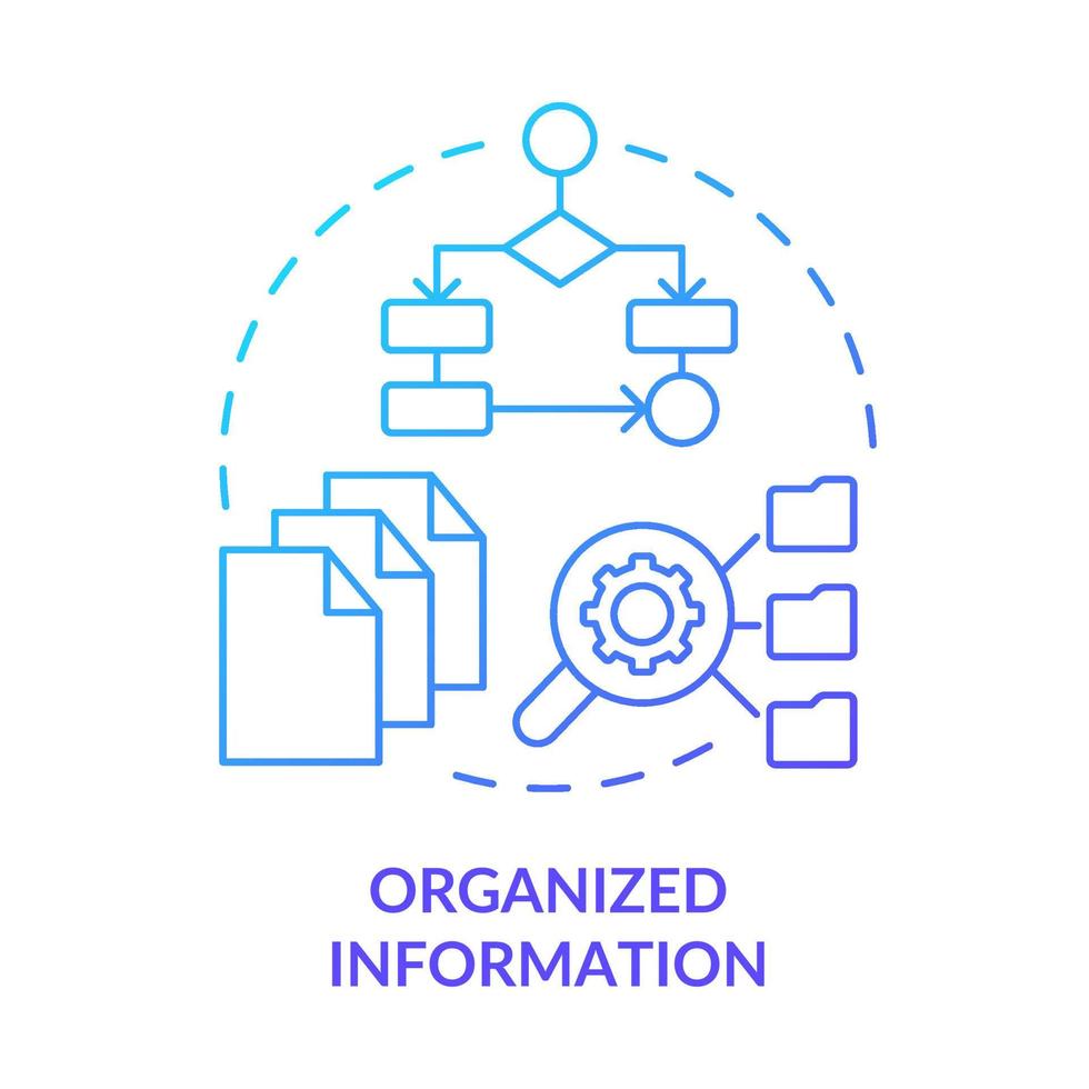 Organized information blue gradient concept icon. Website architecture. Search engine optimization principle abstract idea thin line illustration. Isolated outline drawing. vector