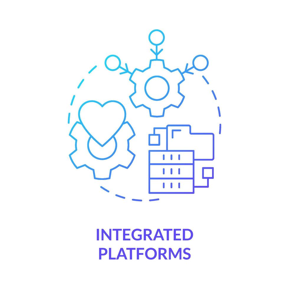 Integrated platforms blue gradient concept icon. Preparing for next pandemic outbreaks abstract idea thin line illustration. Operational efficiency. Isolated outline drawing. vector