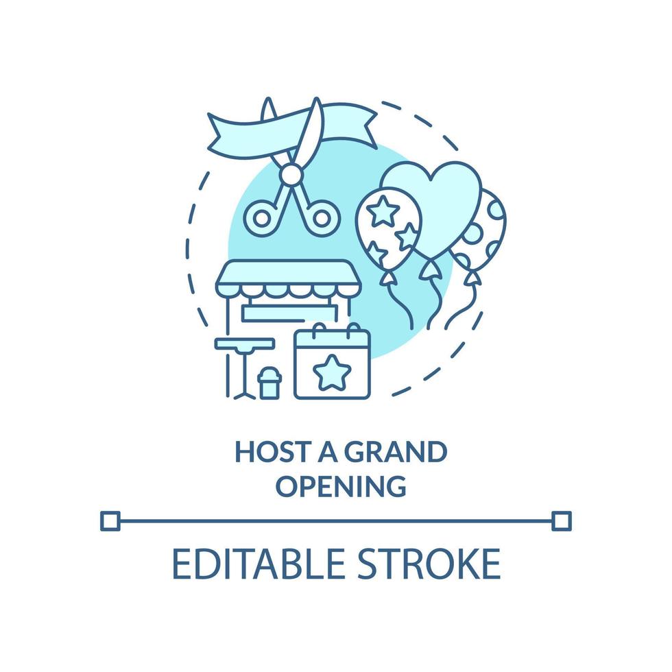 Host grand opening turquoise concept icon. Effective restaurant advertisement abstract idea thin line illustration. Isolated outline drawing. Editable stroke. vector