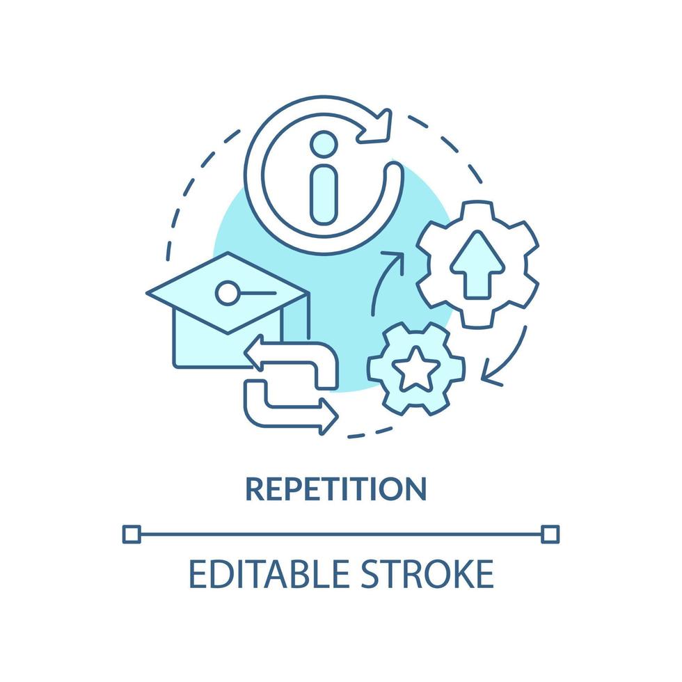 Repetition turquoise concept icon. Rote learning and training. Principle of learning abstract idea thin line illustration. Isolated outline drawing. Editable stroke. vector