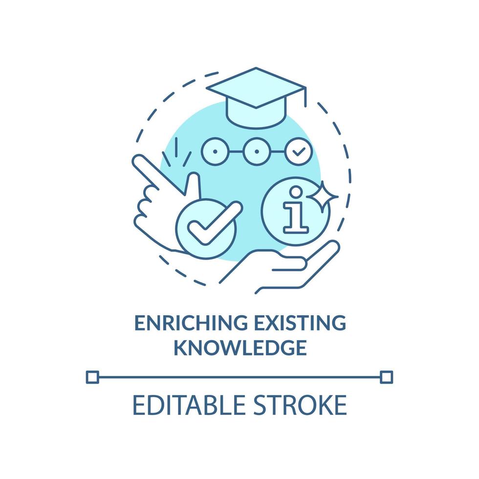 Enriching existing knowledge turquoise concept icon. Principle about learning abstract idea thin line illustration. Isolated outline drawing. Editable stroke. vector