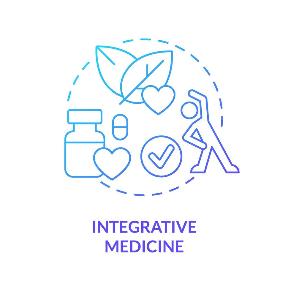 Integrative medicine blue gradient concept icon. Approach to medical care abstract idea thin line illustration. Effective treatment and therapy. Isolated outline drawing. vector