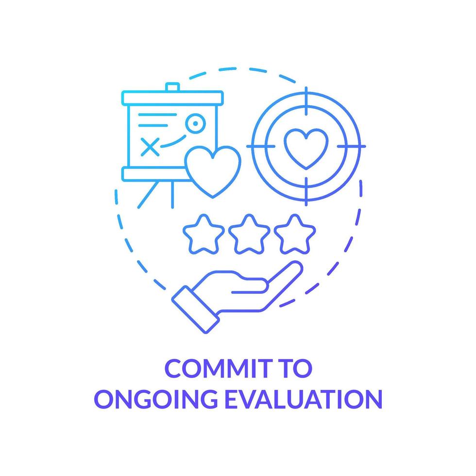 Commit to ongoing evaluation blue gradient concept icon. Strengthen health care system abstract idea thin line illustration. Patient satisfaction. Isolated outline drawing. vector