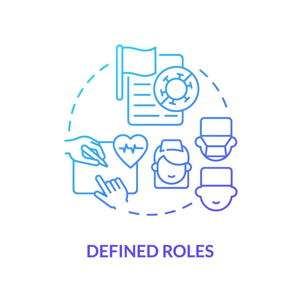 Defined roles blue gradient concept icon. Preparing for pandemic times abstract idea thin line illustration. Health care professionals. Isolated outline drawing. vector