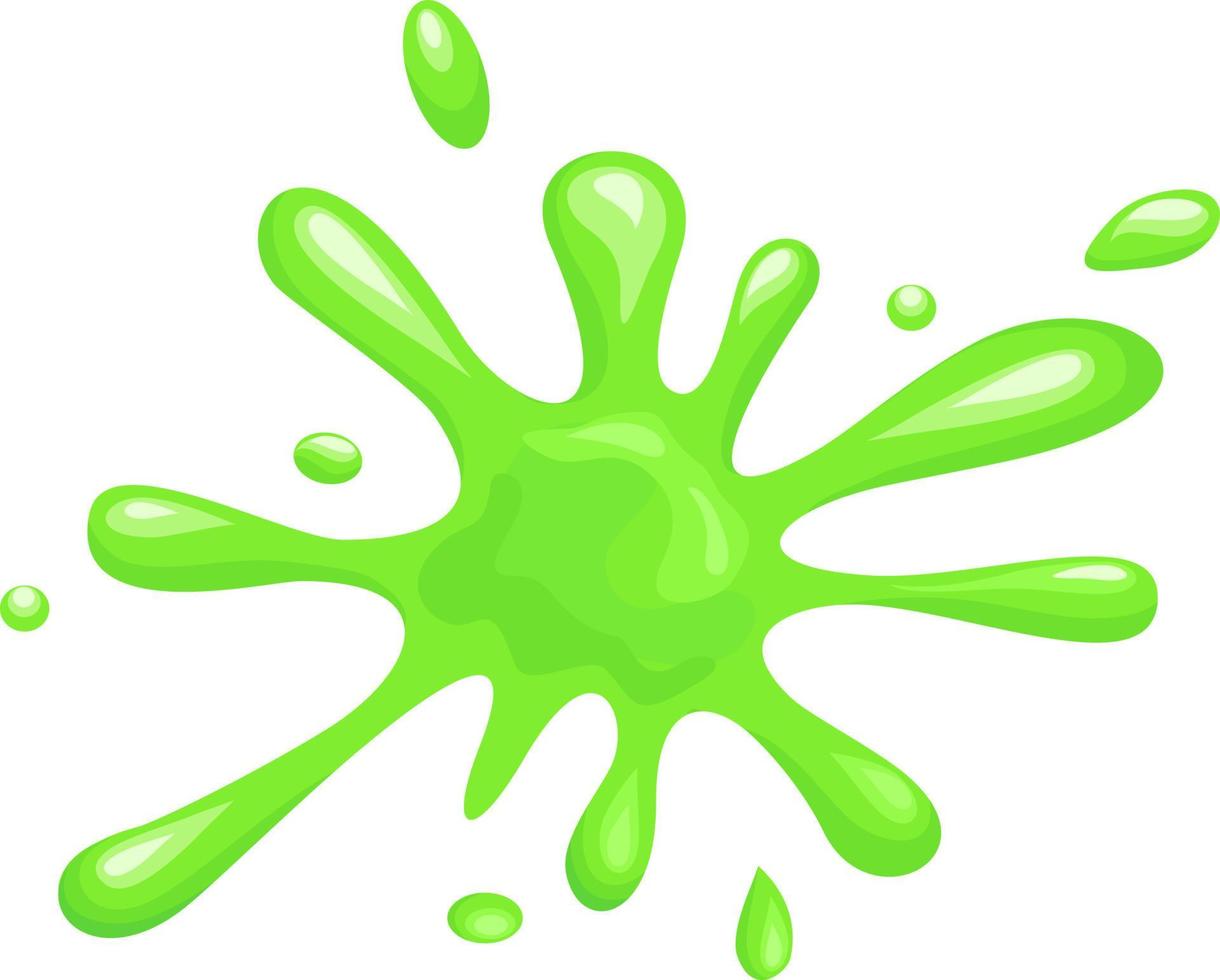 Cartoon slime dripping. Mucus green goo drip sticky slimy mucus, liquid splash splatter, viscous snot vector