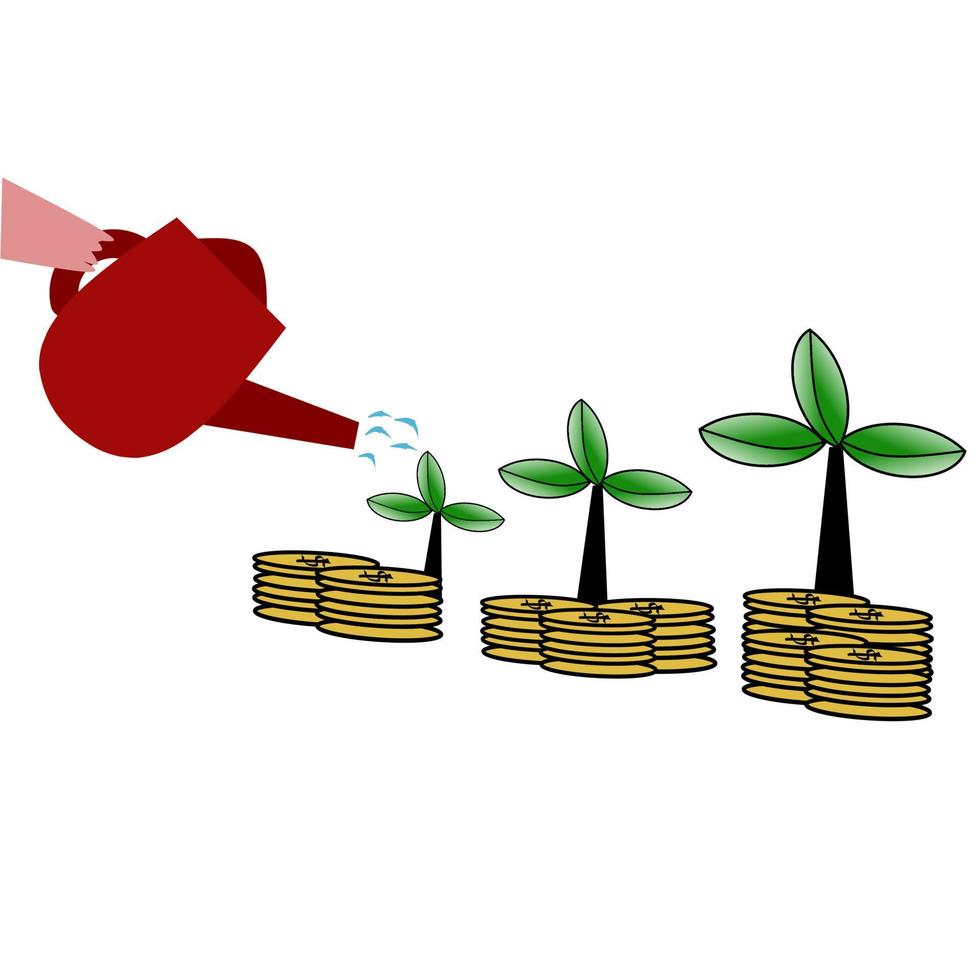 investment concept money growth tree vector illustration