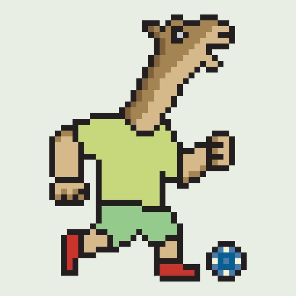 pixel art cartoon illustration football player camel  character vector