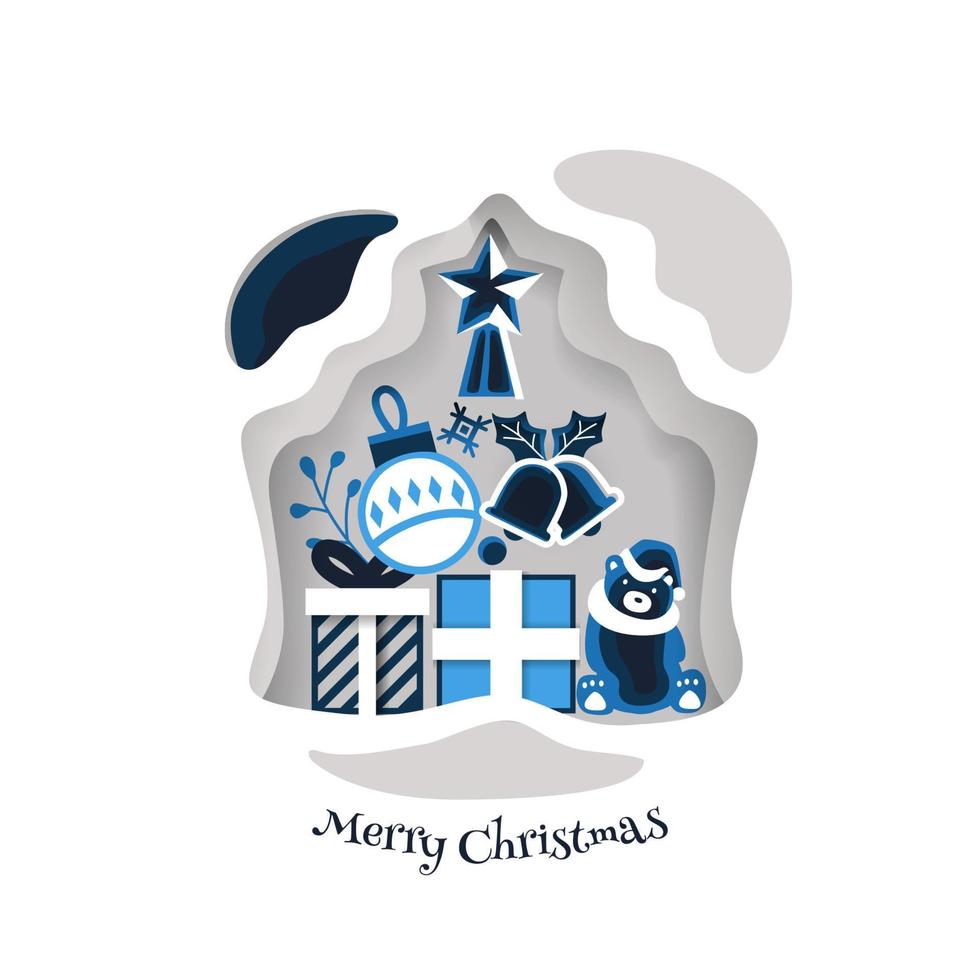 chirstmas papercut background vector design