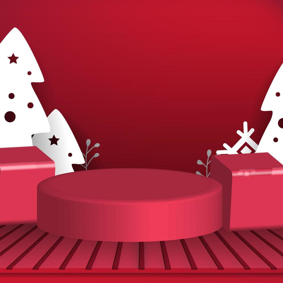 christmas podium papercut style vector design