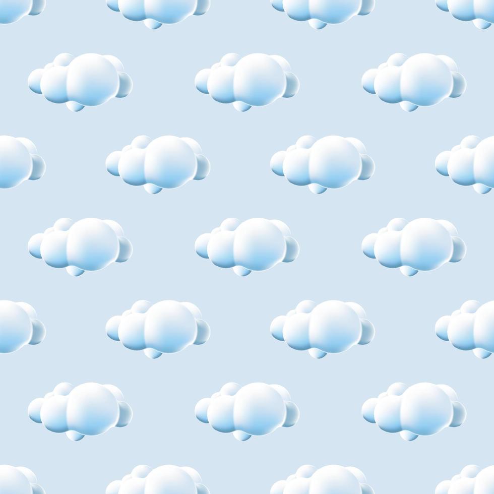 patrón sin costuras con nubes. lindo patrón de nubes. dibujos animados nubes fondo cielo azul patrón sin costuras. ilustración vectorial vector