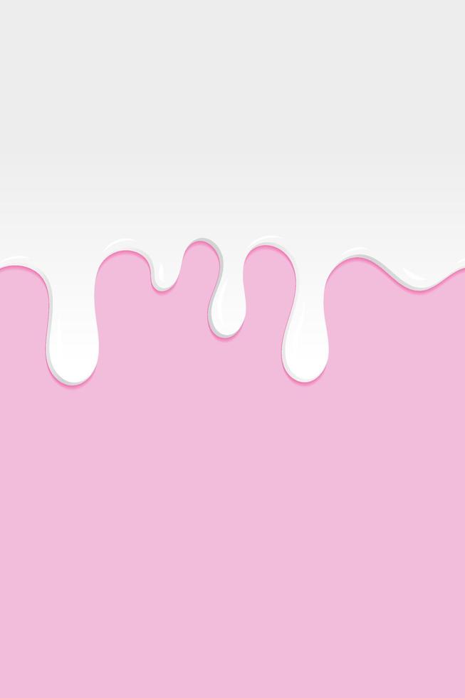 Bright food card. Milk flyers. Sweet realistic milk. Pink background with milk drips. Dripping milk. White milk. Food delicious card. Vector illustration