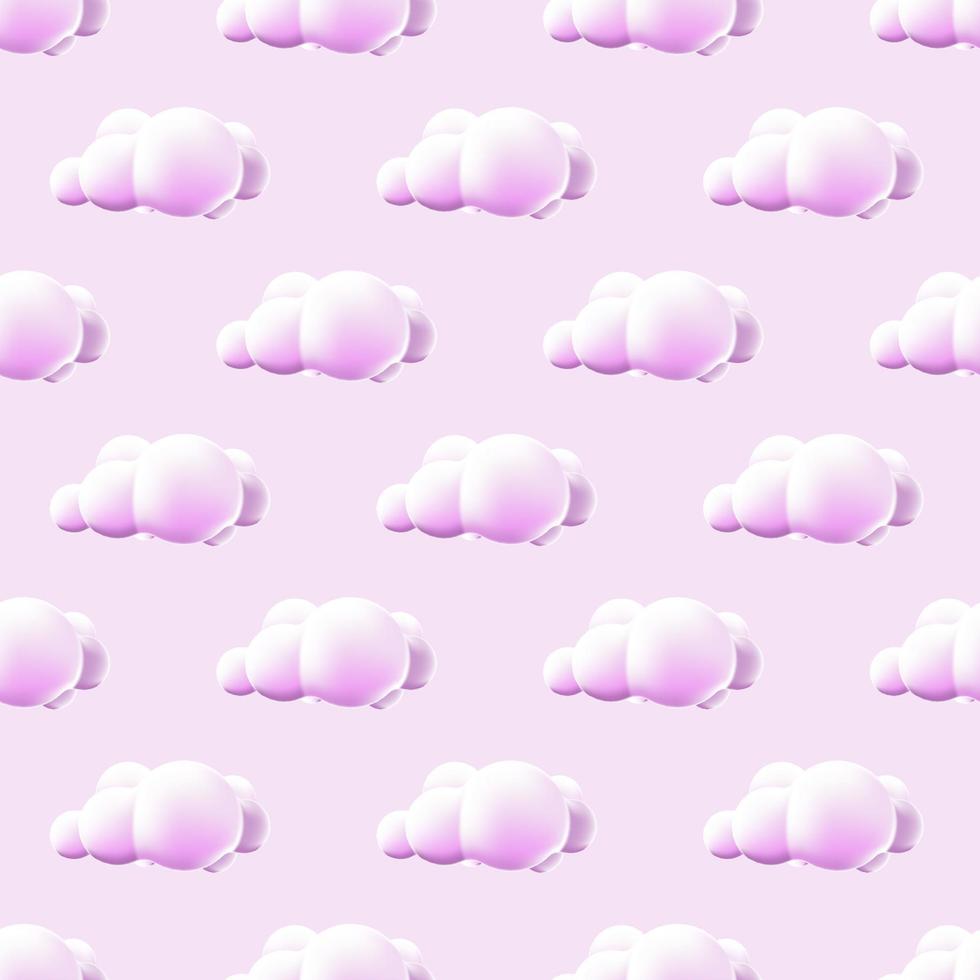 Seamless pattern with clouds. Cute Clouds Pattern. Cartoon clouds background pink sky seamless pattern. Vector illustration
