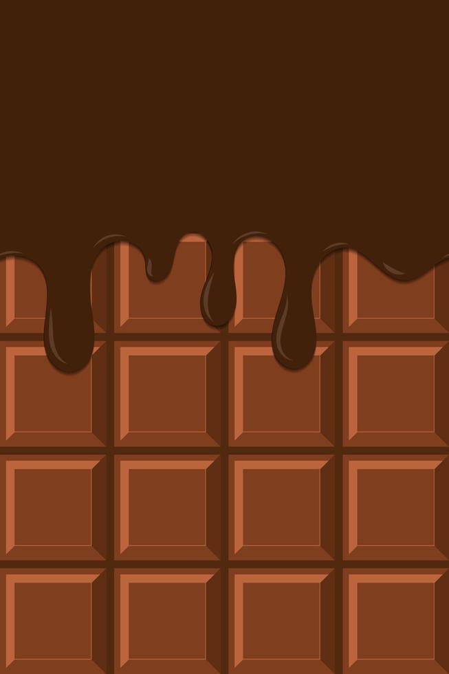 Bright food card. Chocolate and choco glaze. Chocolate pattern. Chocolate glaze pattern. Inscription chocolate dripping glaze. Vector illustration