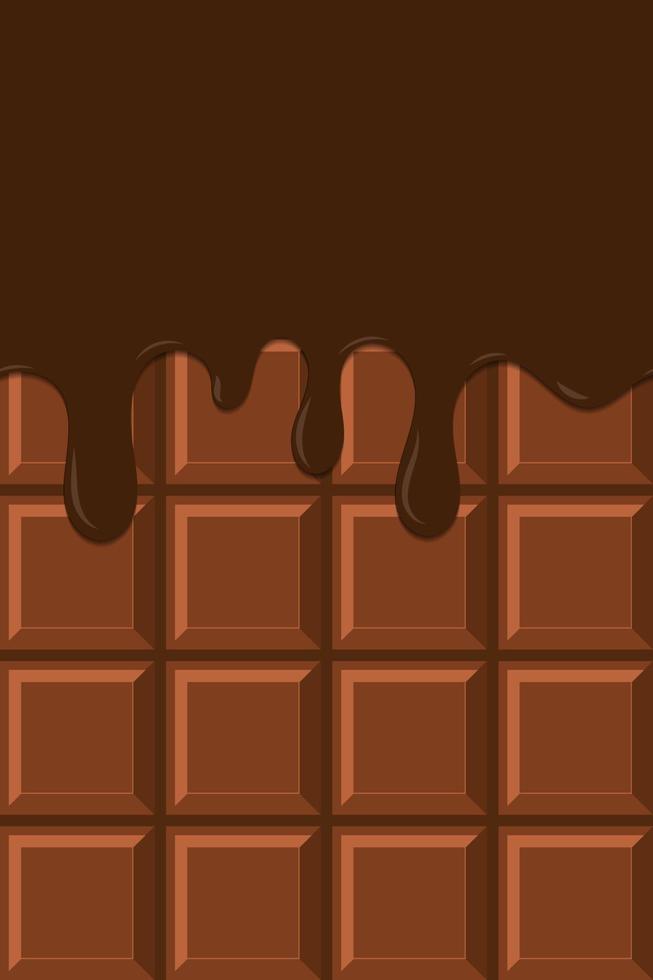 Bright food card. Chocolate and choco glaze. Chocolate pattern. Chocolate glaze pattern. Inscription chocolate dripping glaze. Vector illustration