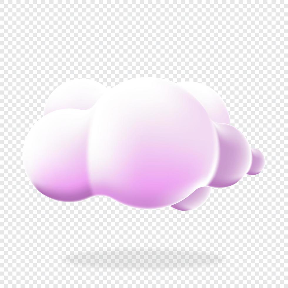 fondo aislado de la nube 3d. renderizar un icono de nube esponjosa de dibujos animados redondo suave. forma geométrica 3d. Nube de plástico 3d. nube esponjosa realista. ilustración vectorial vector