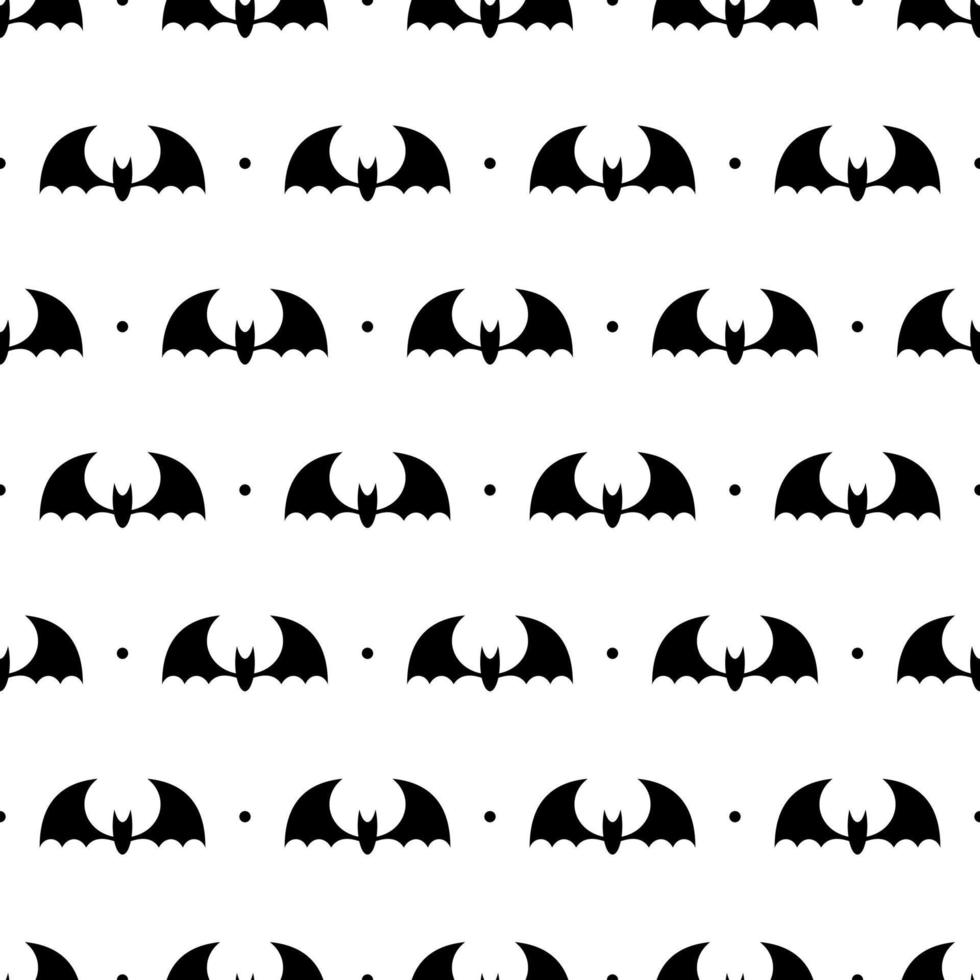 Vector seamless pattern with black bats. Bats silhouette seamless pattern. Scary endless background with flittermouse. Vector illustration