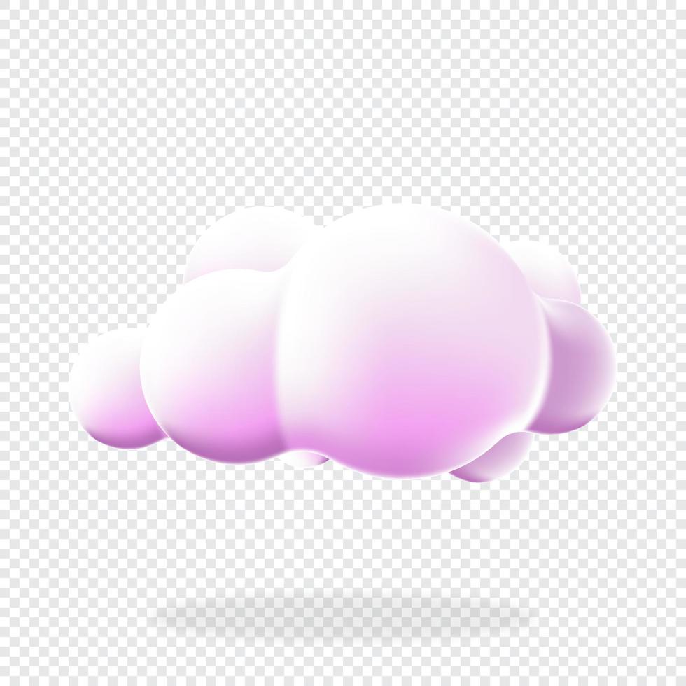 fondo aislado de la nube 3d. renderizar un icono de nube esponjosa de dibujos animados redondo suave. forma geométrica 3d. Nube de plástico 3d. nube esponjosa realista. ilustración vectorial vector