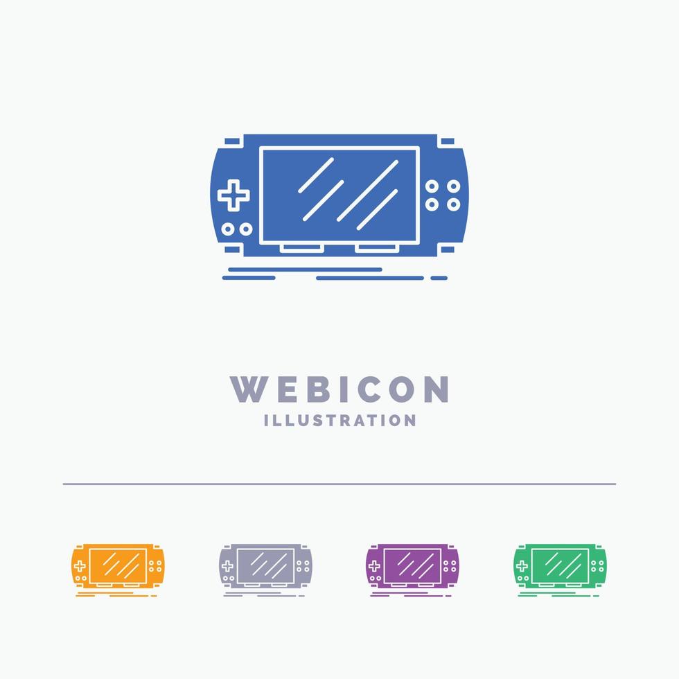 Console. device. game. gaming. psp 5 Color Glyph Web Icon Template isolated on white. Vector illustration