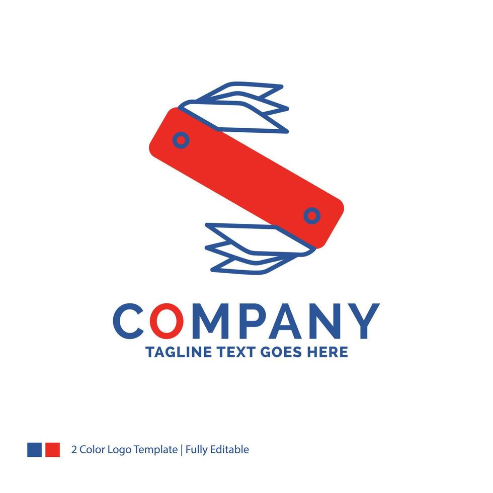 Company Name Logo Design For knife. army. camping. swiss. pocket. Blue and red Brand Name Design with place for Tagline. Abstract Creative Logo template for Small and Large Business. vector