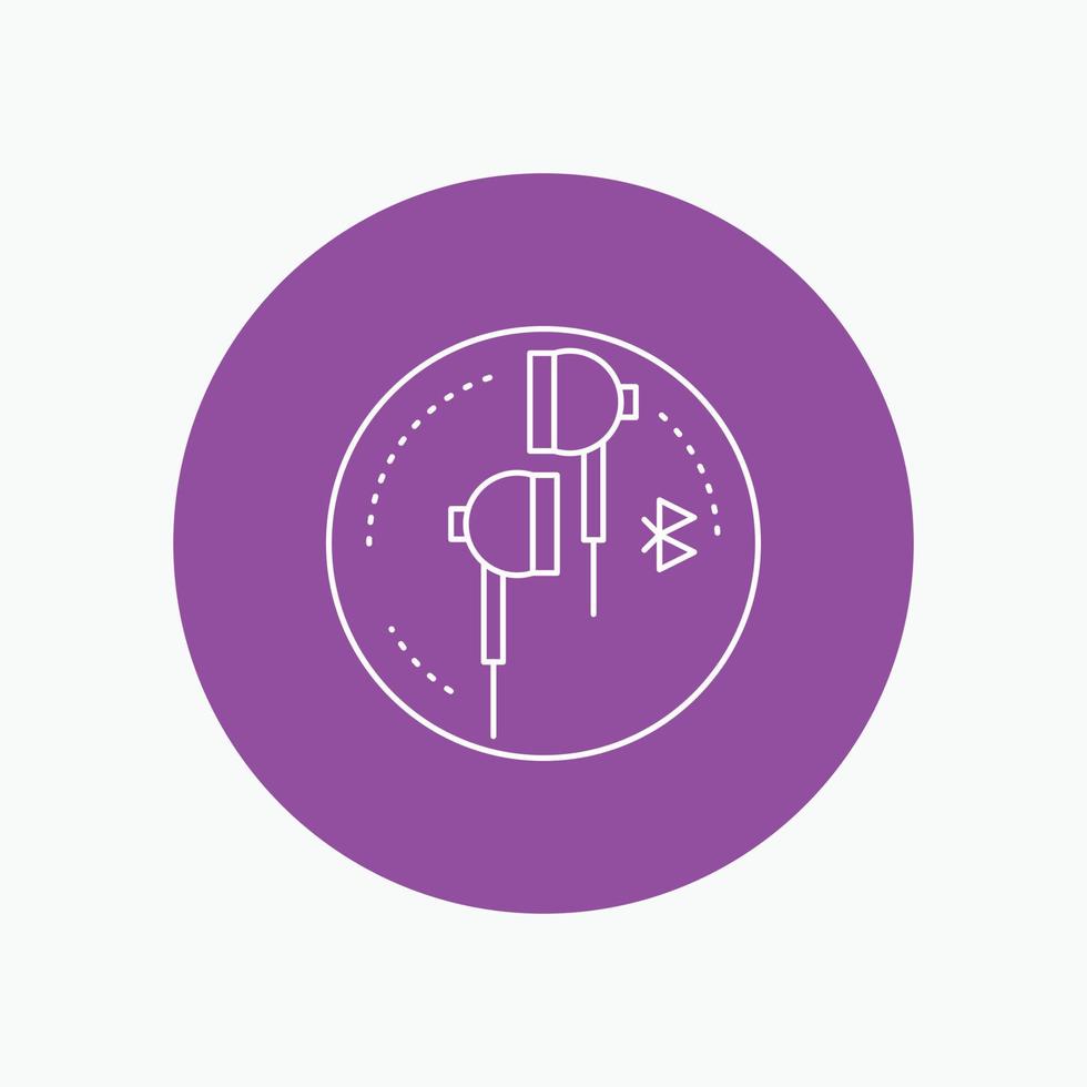 Headphone. ear. phone. bluetooth. music White Line Icon in Circle background. vector icon illustration