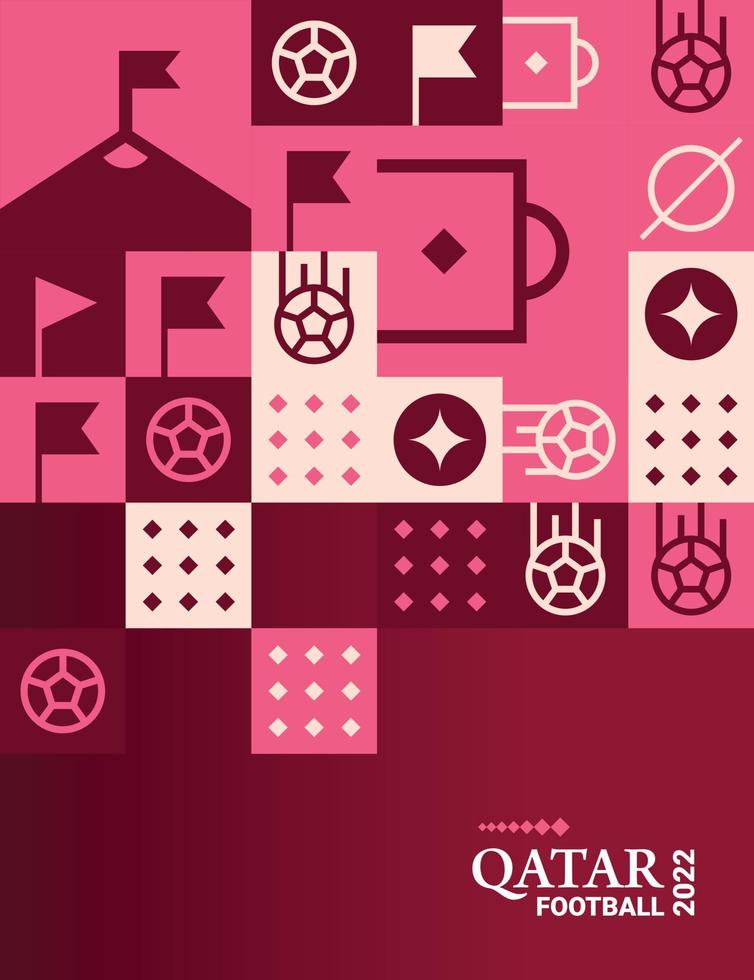 Geometric Poster Football Doha Qatar 2022 Creative. Soccer Web Flyer Template Background vector