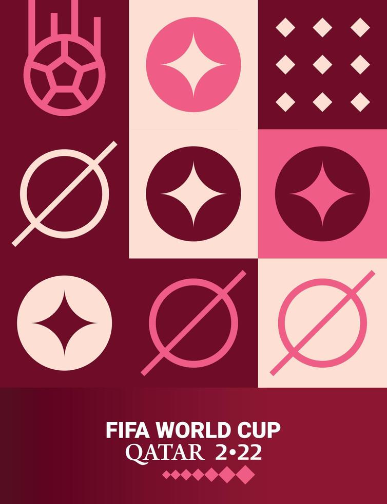 Geometric Poster Football Doha Qatar 2022 Creative. Soccer Web Flyer Template Background vector