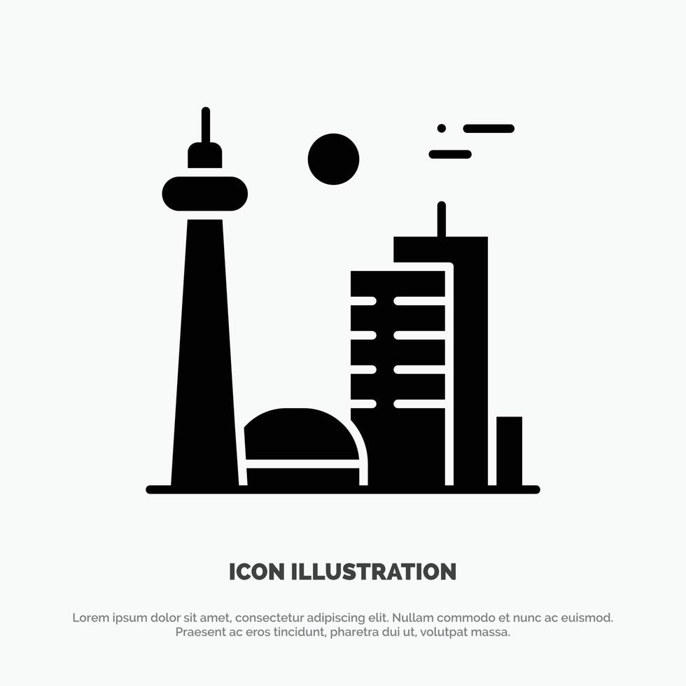 edificio canadá ciudad famosa ciudad toronto sólido glifo icono vector