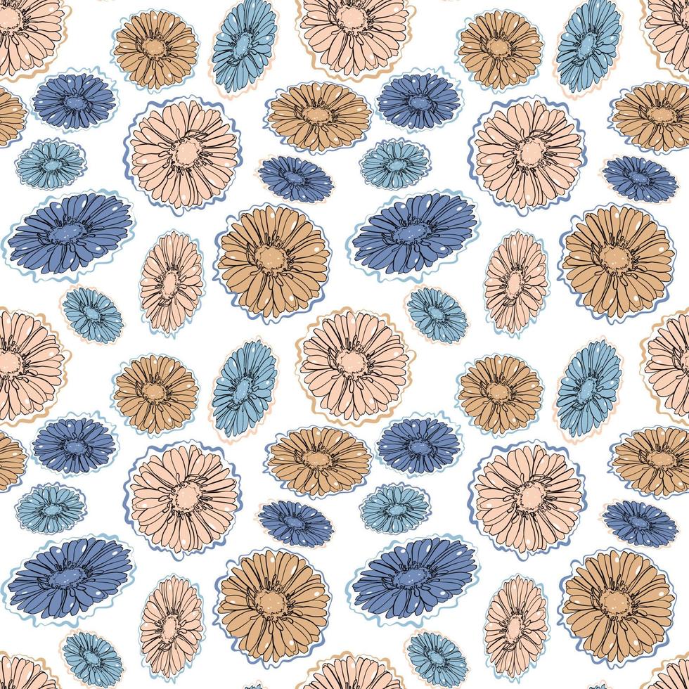 Seamless floral pattern with gerbera flowers vector