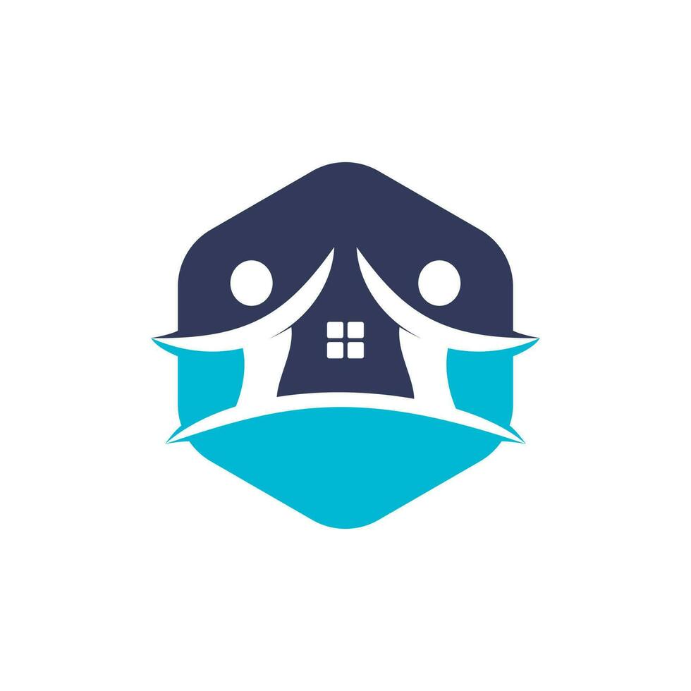 diseño del logo de la casa y la gente. plantilla de logotipo vectorial de casa y gente alegre. vector
