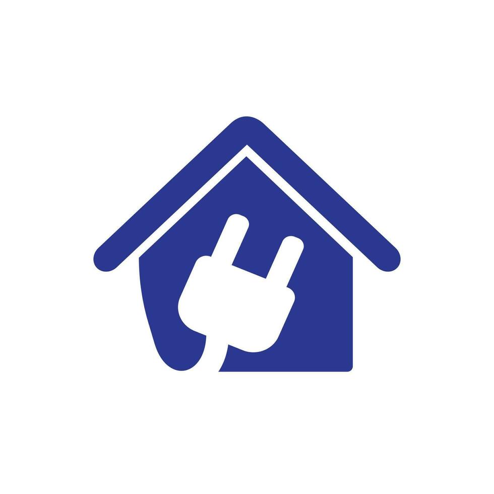 Electricity house with plug home repair vector logo design. Power logo design template. Power energy symbol.