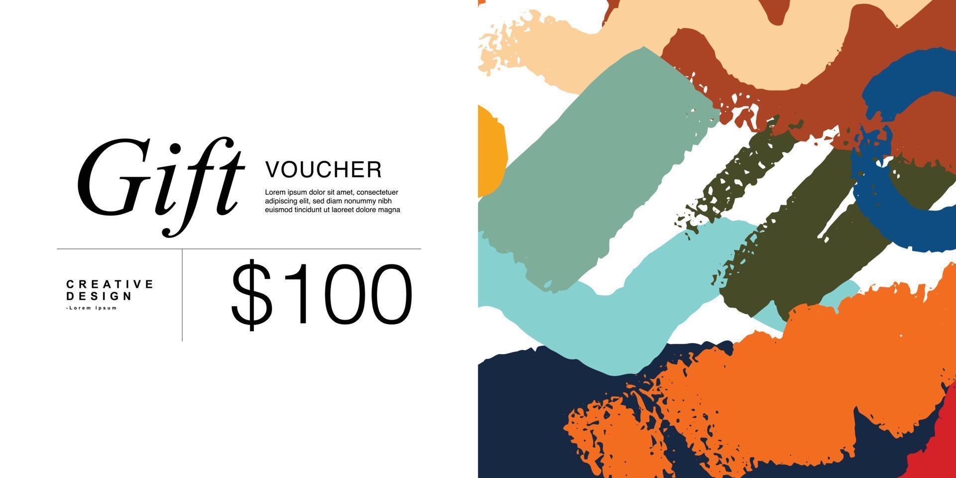 Abstract gift card template design. Trendy minimalist voucher print design vector